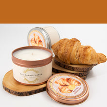 Load image into Gallery viewer, Croissant scented candle in rose gold and silver tins