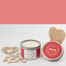 Load image into Gallery viewer, XOXO Valentine's Day Candle in Strawberry Vanilla soy wax candle
