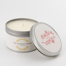 Load image into Gallery viewer, red roses soy wax candle silver hand made