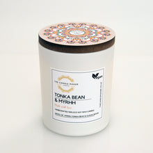 Load image into Gallery viewer, Tonka Bean and Myrrh glass soy candle