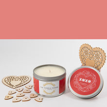 Load image into Gallery viewer, XOXO Valentine&#39;s Day Candle in Strawberry Vanilla soy wax candle
