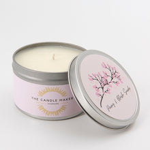 Load image into Gallery viewer, peony &amp; blush suede silver soy wax candle made in london
