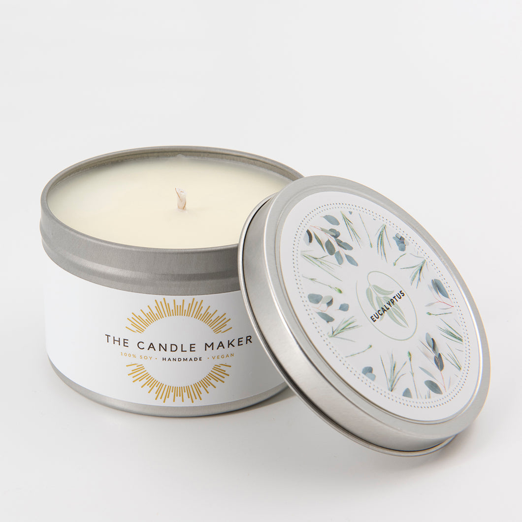 soy wax candle Eucalyptus silver essex UK