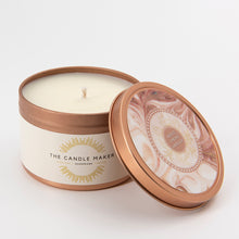 Load image into Gallery viewer, Wood Smoke Vanilla scented 100% eco-soy wax candle rose gold london
