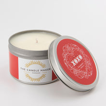 Load image into Gallery viewer, xoxo valentines day soy wax candle silver made in the uk
