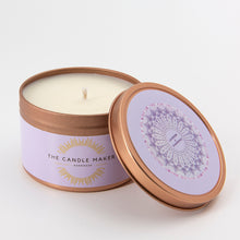 Load image into Gallery viewer, lavender chamomile soy wax candle rose gold UK
