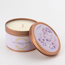 Load image into Gallery viewer, lavender gold soy wax candle from the candle maker 
