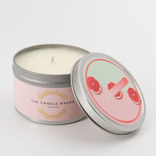 pink grapefruit soy wax candle hand made uk