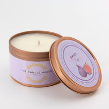 Load image into Gallery viewer, sweet fig gold soy wax candle uk made
