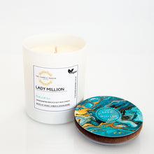 Load image into Gallery viewer, Lady Million white glass candle
